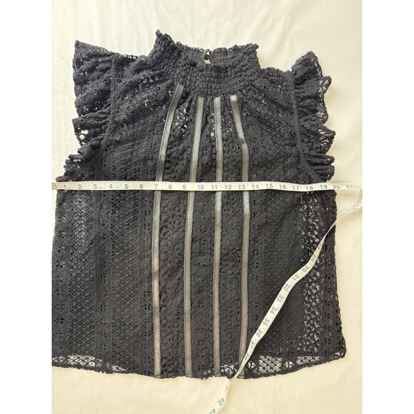 Goth Whimsigoth Witchy Lace Grunge Black Express Mock Neck Ruffle Top Medium - Picture 3 of 9